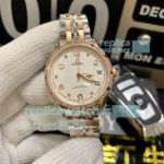 Copy Omega Ladies Crystal Diamond Watch - Two Tone Rose Gold 33mm